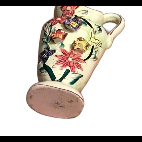 Small Pitcher or Vase - One Handle, Decorated including Raised Flowers - Picture 6 of 6